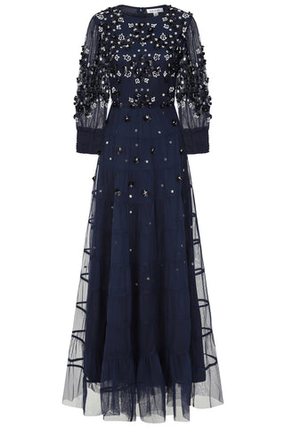 frock & frill Marissa Navy Embellished Tiered Maxi Dress
