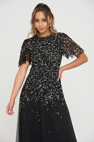 Frock & Frill Matilda Black Scatter Sequin Maxi Dress