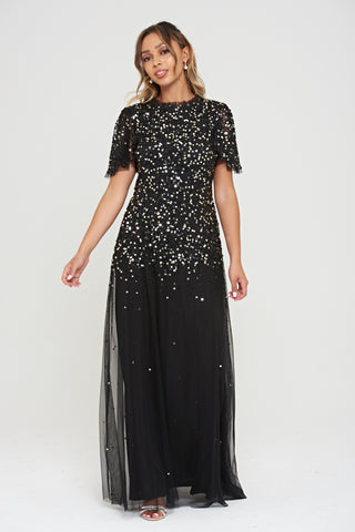 frock & frill Matilda Black Scatter Sequin Maxi Dress