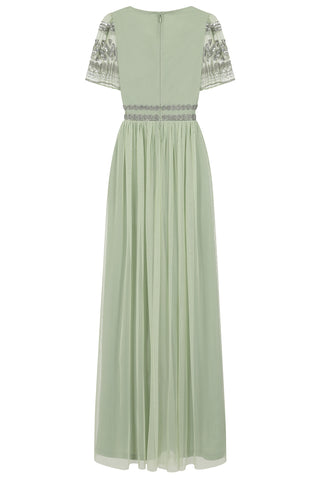 Frock & Frill Maude Light Green Embellished Maxi Dress