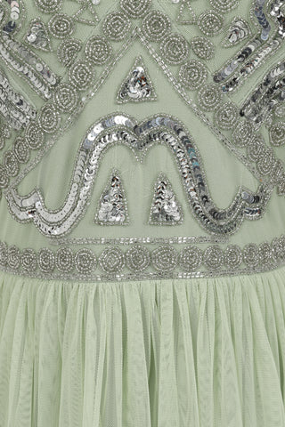 Frock & Frill Maude Light Green Embellished Maxi Dress