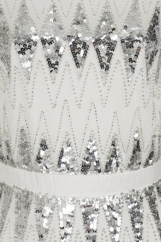 Frock & Frill Maxine White Zigzag Embellished Maxi Dress