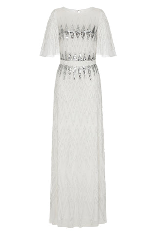 frock & frill Maxine White Zigzag Embellished Maxi Dress