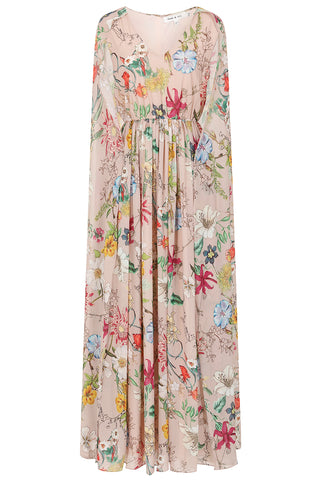 Frock & Frill Melia Floral Print Cape Sleeve Maxi Dress