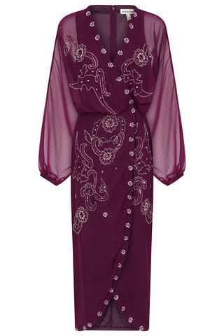 Frock & Frill Michelle Purple Embellished Midaxi Dress