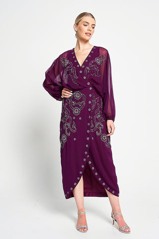 frock & frill Michelle Purple Embellished Midaxi Dress