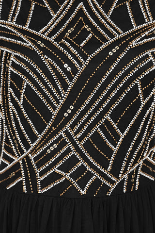 Frock & Frill Nancy Black Embellished Bodice Maxi Dress