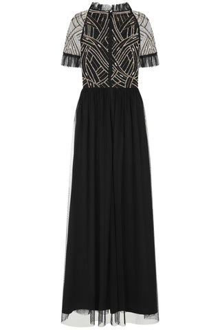 Frock & Frill Nancy Black Embellished Bodice Maxi Dress