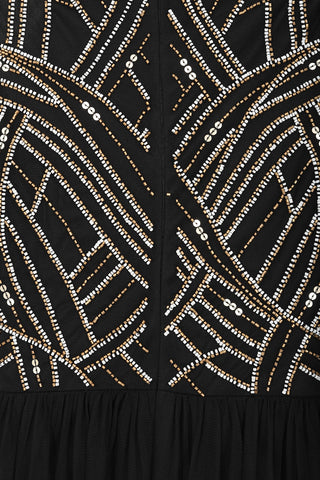 Frock & Frill Nancy Black Embellished Bodice Maxi Dress