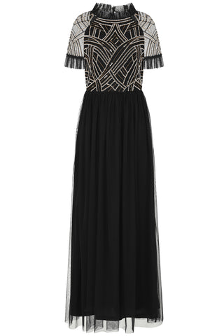 frock & frill Nancy Black Embellished Bodice Maxi Dress