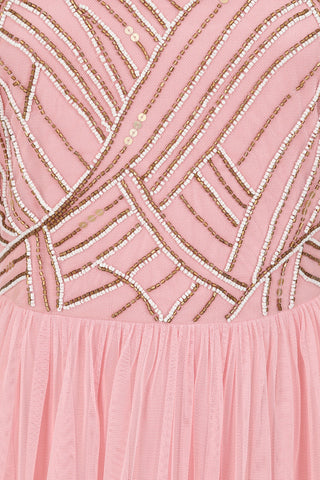 Frock & Frill Nancy Pink Embellished Bodice Maxi Dress