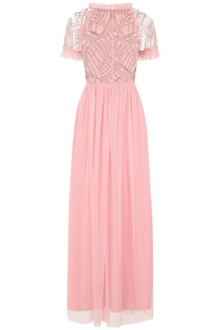 Frock & Frill Nancy Pink Embellished Bodice Maxi Dress