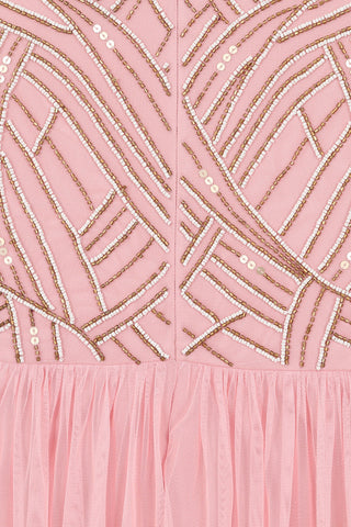 Frock & Frill Nancy Pink Embellished Bodice Maxi Dress