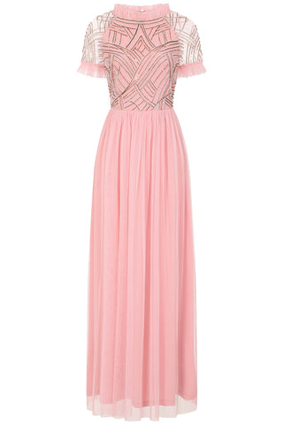 frock & frill Nancy Pink Embellished Bodice Maxi Dress