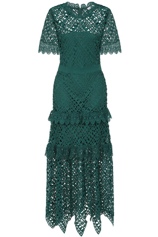 Frock & Frill Narelle Alpine Green Crochet Lace Midaxi Dress