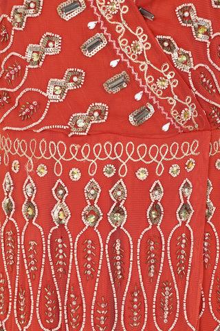 Frock & Frill Ondine Deep Terracotta Embellished Maxi Dress