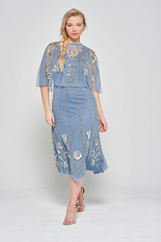 Frock & Frill Orinda Embellished Midi Dress With Cape