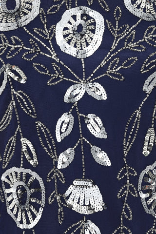 Frock & Frill Revna Navy Floral Embellished Midi Dress