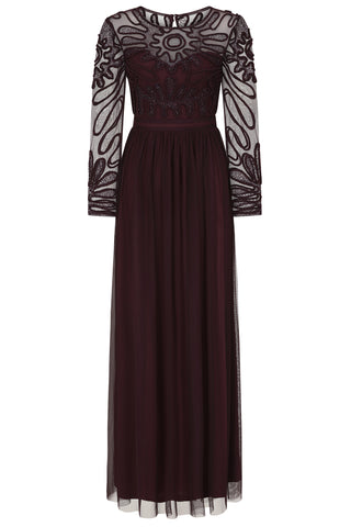 Frock & Frill Rheanna Burgundy Cornelli Sequin Maxi Dress