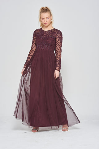 Frock & Frill Rheanna Burgundy Cornelli Sequin Maxi Dress