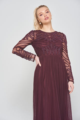 Frock & Frill Rheanna Burgundy Cornelli Sequin Maxi Dress