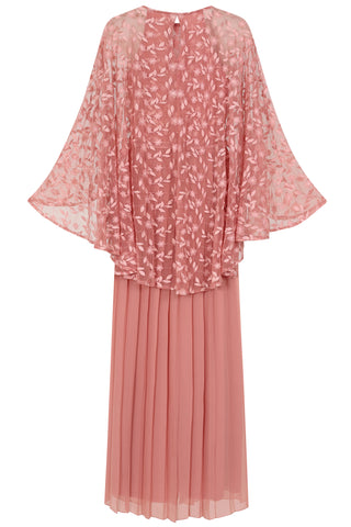 Frock & Frill Roisin Blush Embroidered Cape Sleeve Maxi Dress