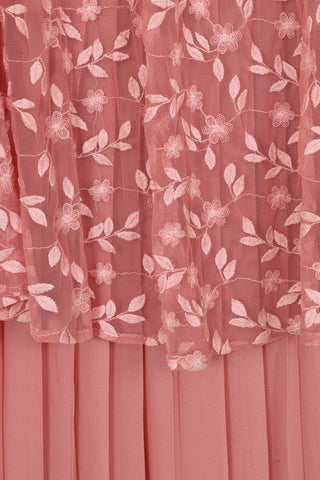 Frock & Frill Roisin Blush Embroidered Cape Sleeve Maxi Dress