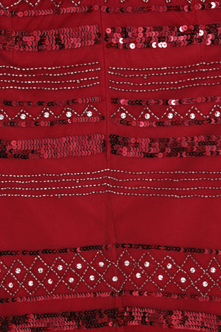 Frock & Frill Rowan Red Embellished Long Sleeve Dress