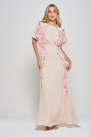 Frock & Frill Sienna Shell Floral Embroidered Maxi Dress