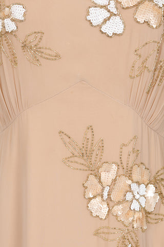 Frock & Frill Sonnet Warm Sand Floral Embellished Maxi Dress
