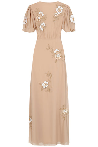 Frock & Frill Sonnet Warm Sand Floral Embellished Maxi Dress