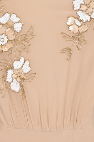 Frock & Frill Sonnet Warm Sand Floral Embellished Maxi Dress