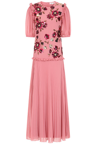 Frock & Frill Teresa Pink Floral Embellished Maxi Dress