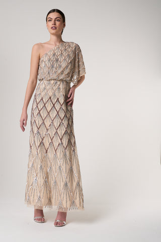 Frock & Frill Theodora Embellished One Shoulder Maxi Dress