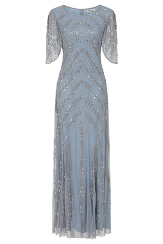 Frock & Frill Titania Cloud Blue Embellished Maxi Dress