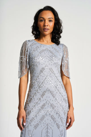 Frock & Frill Titania Cloud Blue Embellished Maxi Dress