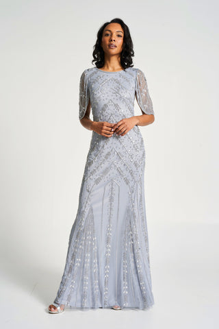 frock & frill Titania Cloud Blue Embellished Maxi Dress