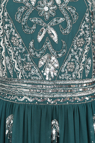 Frock & Frill Veronica Deep Teal Embellished Maxi Dress