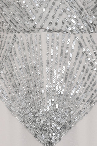 Frock & Frill Yvonne Grey Sequin Cape Sleeve Maxi Dress