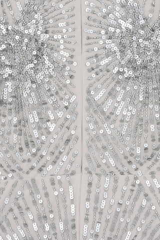 Frock & Frill Yvonne Grey Sequin Cape Sleeve Maxi Dress