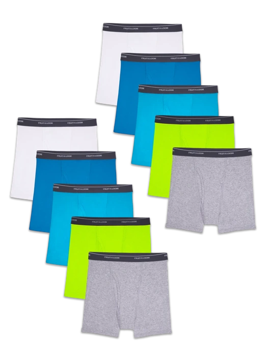 Fruit Of The Loom Boys' Boxer Briefs Assorted Mega Value 10 Pack