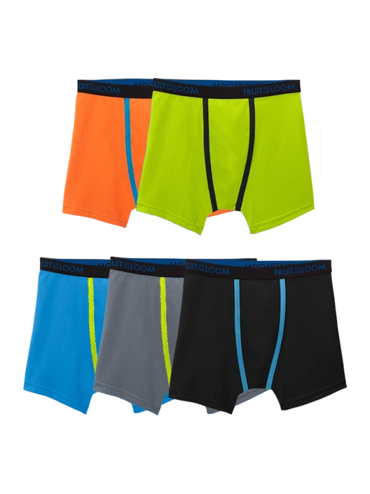 fruit of the loom Boys' Breathable Micro-Mesh Boxer Brief Assorted 5 Pack