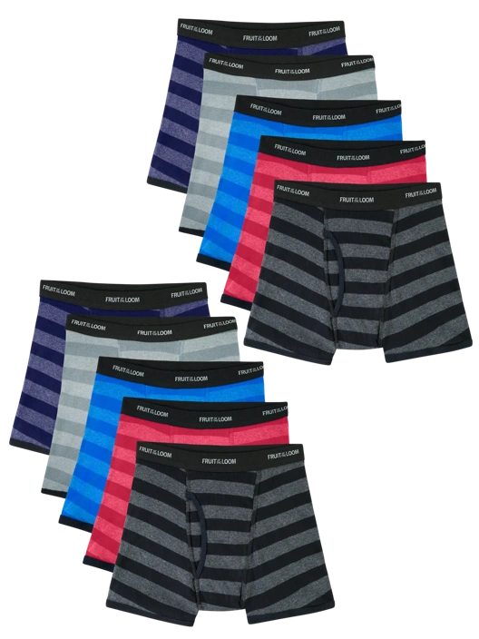 fruit of the loom Boys' CoolZone® Boxer Brief Stripe Mega Value 10 Pack