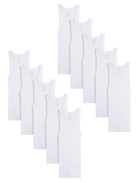 Fruit Of The Loom Boys' Cotton A-Shirt White 10 Pack