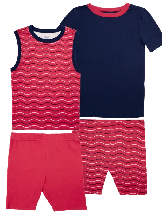 fruit of the loom Boys' Energize Snug Fit Pajama 4-Piece Sleep Set