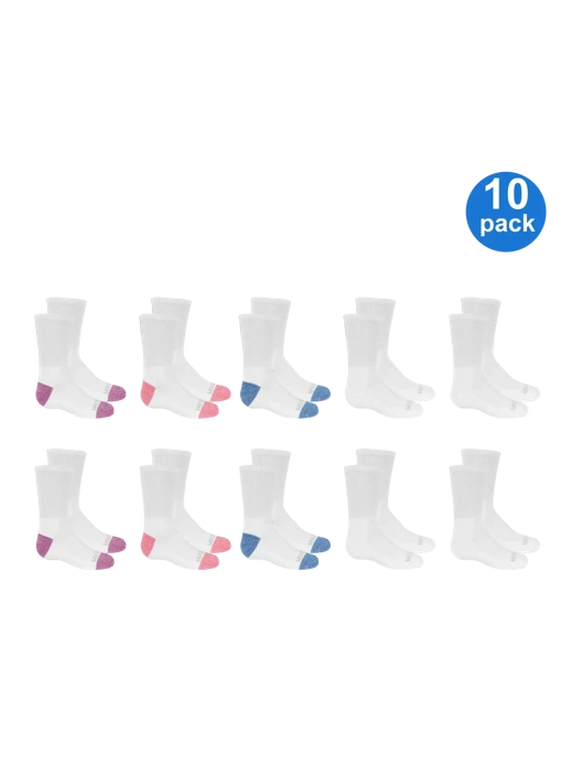 Fruit Of The Loom Girls' Sport Crew Sock 10 Pack