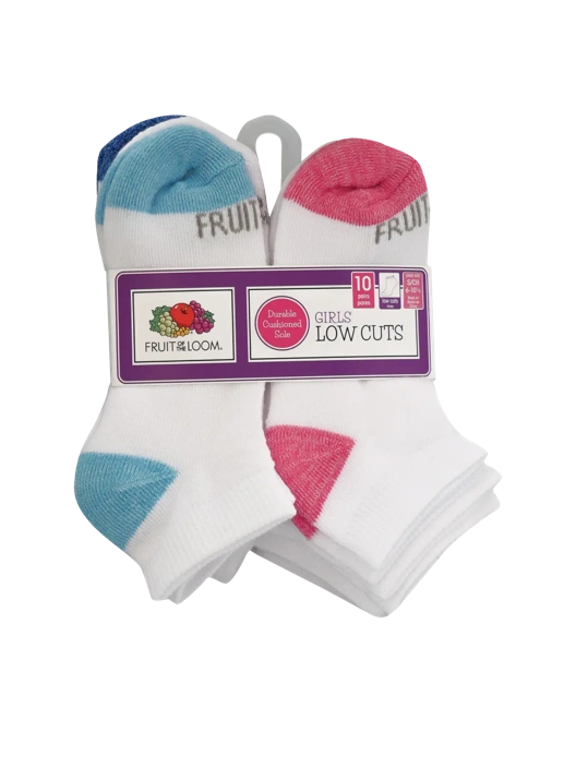 Fruit Of The Loom Girls' Sport Low Cut Sock 10 Pack