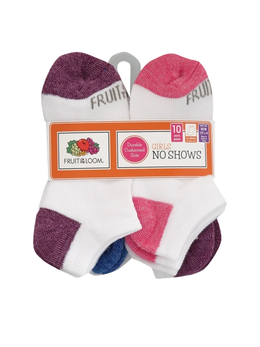 Fruit Of The Loom Girls' Sport No Show Sock 10 Pack