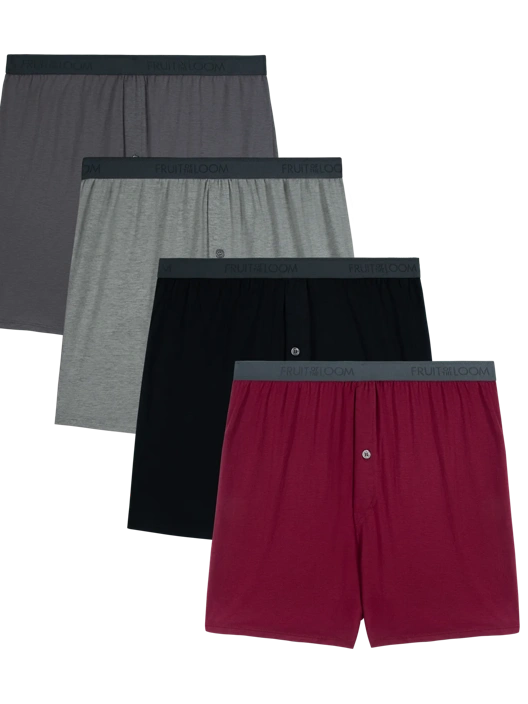 Fruit Of The Loom Fruit Of The Loom Men's Signature Knit Boxers Assorted 4 Pack