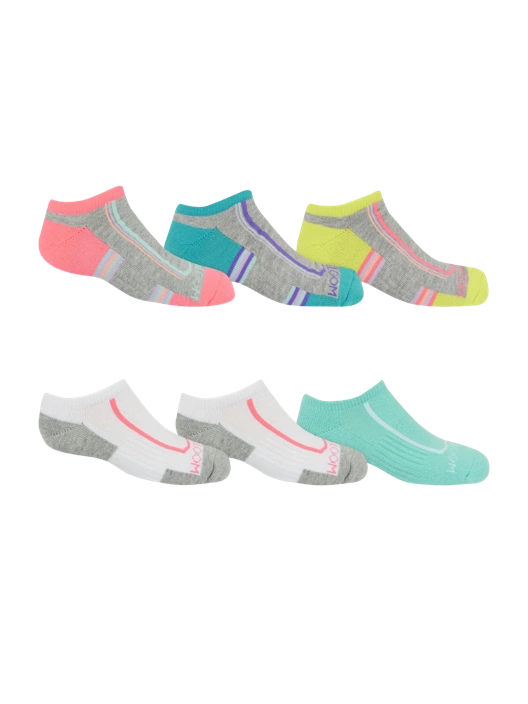 Fruit Of The Loom Girls' Active No Show Socks Assorted 6 Pack
